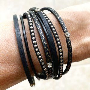 SAACHI Leather Multi-strand Bracelet with Magnetic Closure